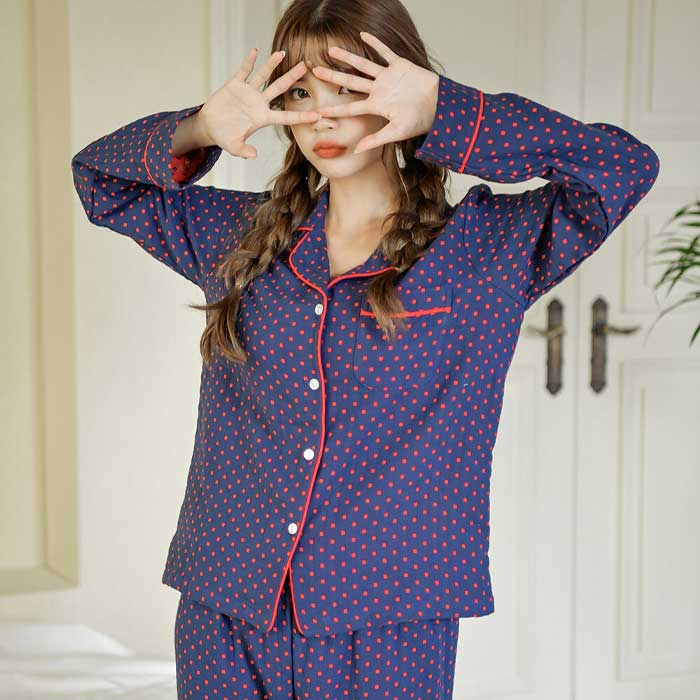 201200 여자잠옷 잠옷세트 폴리 면 잠옷 긴팔잠옷 파자마 홈웨어